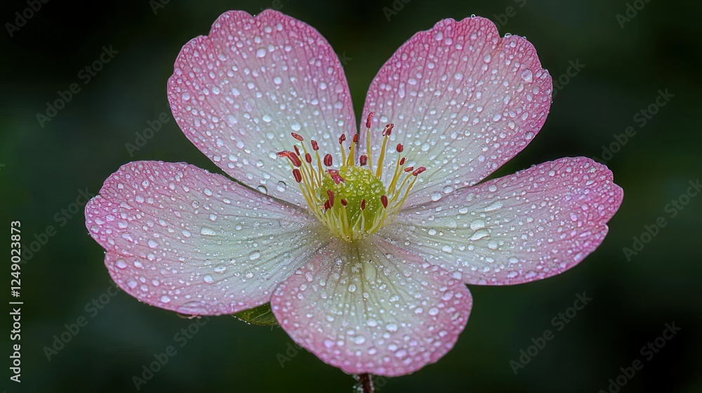 Close-up of a dew-kissed pink flower, nature backdrop Close-up of a dew-kissed pink flower, nature backdrop