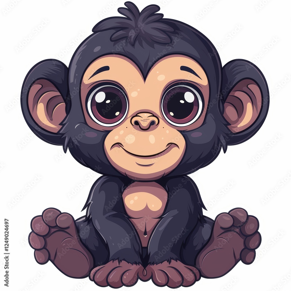 Obraz premium Isolated monkey cutout on a plain white background for artistic and educational use