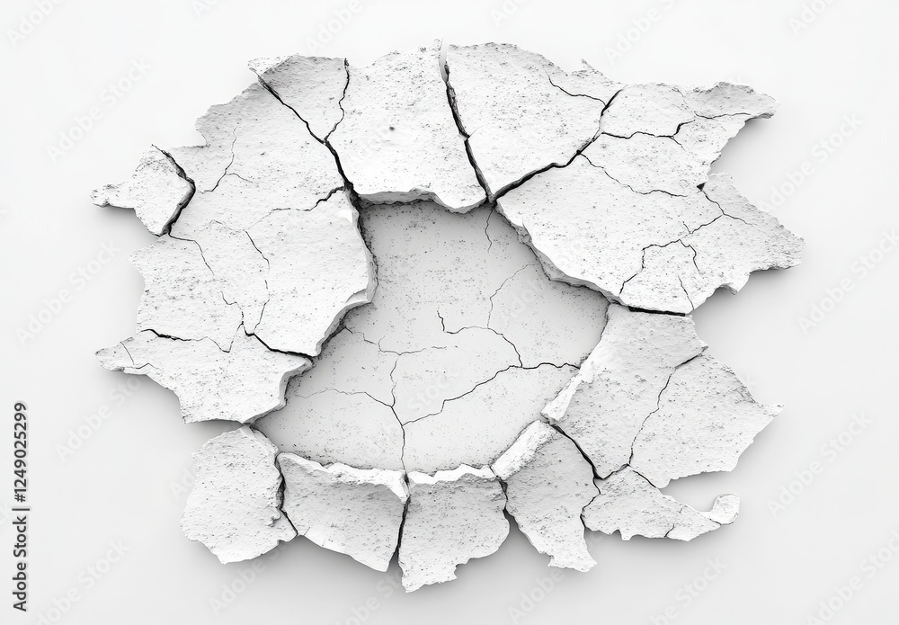 Obraz premium Cracked White Wall Texture with Deep Set Broken Surface Detail