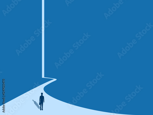 Businessman holding a bag looking at the growth path ahead
