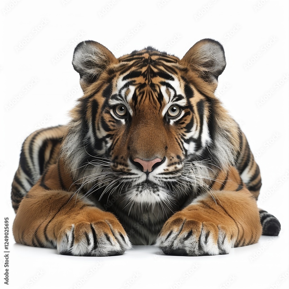 Fototapeta premium Stunning isolated tiger image on a pristine white background for impactful visual presentations