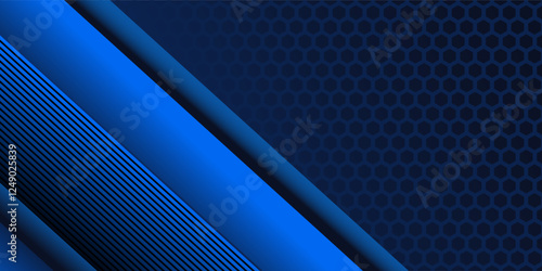 Blue vector gradient abstract background with hexagon shape elements. Suitable for business, corporate, banner, brochure, poster, cover and presentation backgrounds