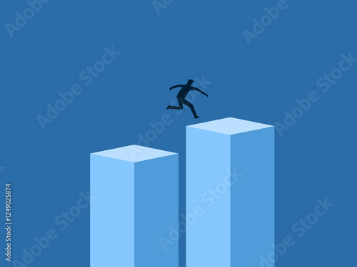 Change, Businessman jumps over the gap