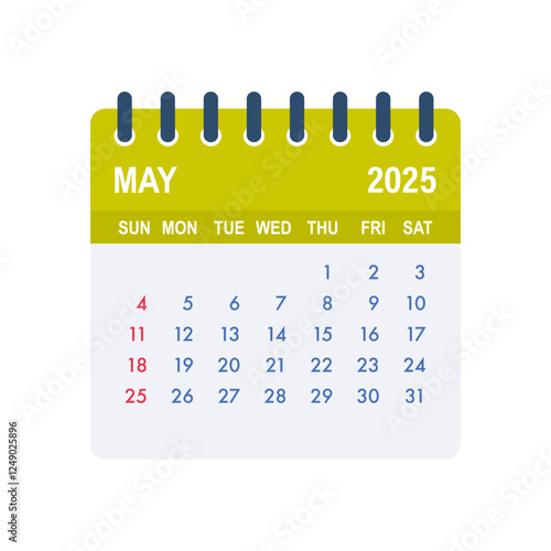 May 2025 calendar page showing days and dates