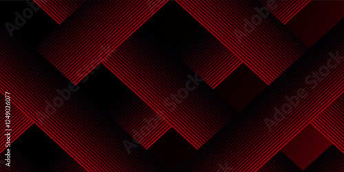 Red and black vector 3d futuristic tech glow and shinning line simple modern abstract banner. Vector