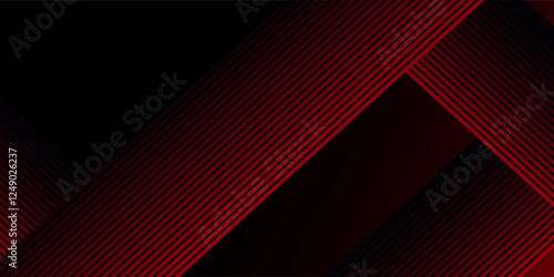 Red and black vector 3d futuristic tech glow and shinning line simple modern abstract banner. Vector