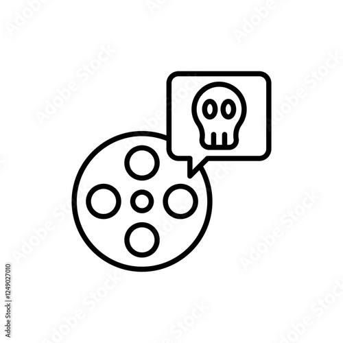 Horror movie outline icons, minimalist vector illustration ,simple transparent graphic element .Isolated on white background
