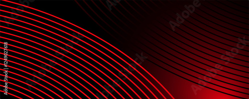 Red and black vector abstract 3D futuristic modern neon banner with circle outline