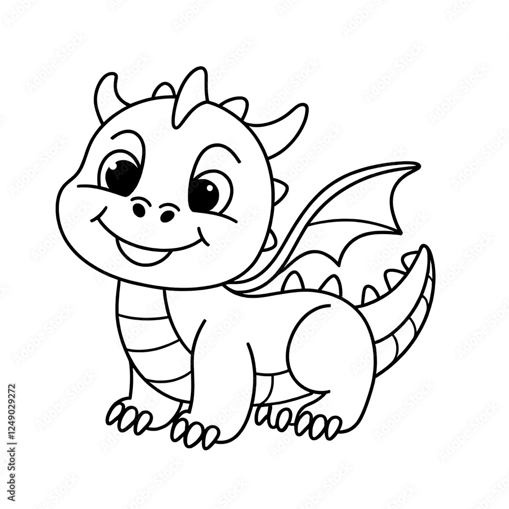 Fototapeta premium cuet Baby dragon coloring page for kids