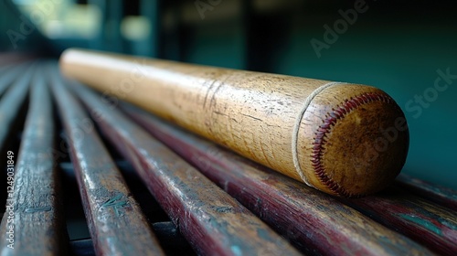 Baseball bat on dugout rack, pre-game atmosphere