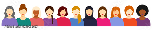 Vector illustration of group of women portrait on transparent background