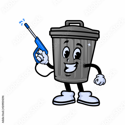 animated cartoon trash can icon. be a cleaner. very suitable for promotional materials or advertisements about cleanliness.