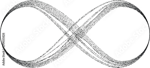 Infinity Symbol . Many vector roughen lines forming endless logo. Limitless design element . Continuous line art. Infinite shape .Eternal Logo .  Infinity icon. Vector eternity symbol. Boundless sign.