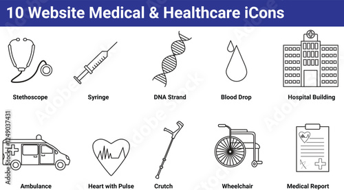10 website Medical and Healthcare icons set