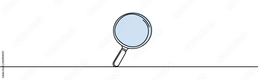 Magnifying glass continuous one line drawing. Loupe symbol in simple linear style. Search concept. Vector illustration.
