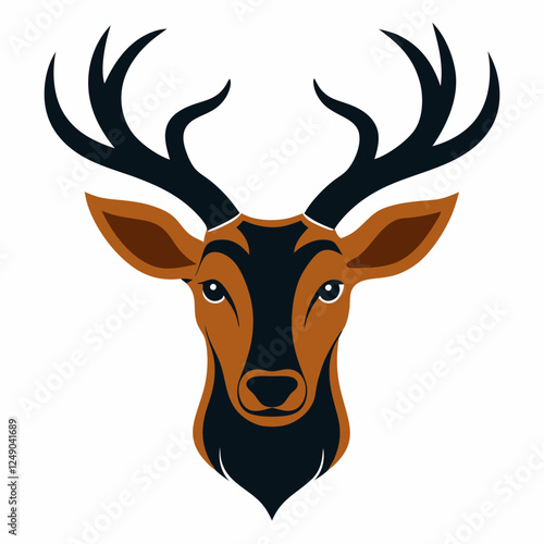 Elk Head Vector Illustration – Detailed Line Art of Majestic Wildlife