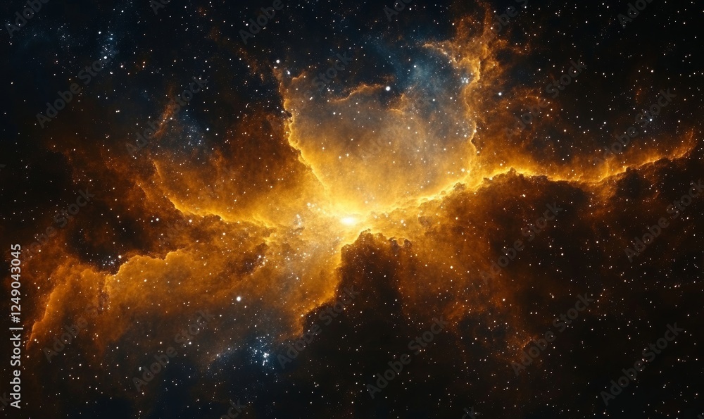 Obraz premium a vibrant, colorful nebula fills the dark expanse of space. This celestial wonder appears to be swirling and glowing, captivating with its vastness and awe-inspiring beauty