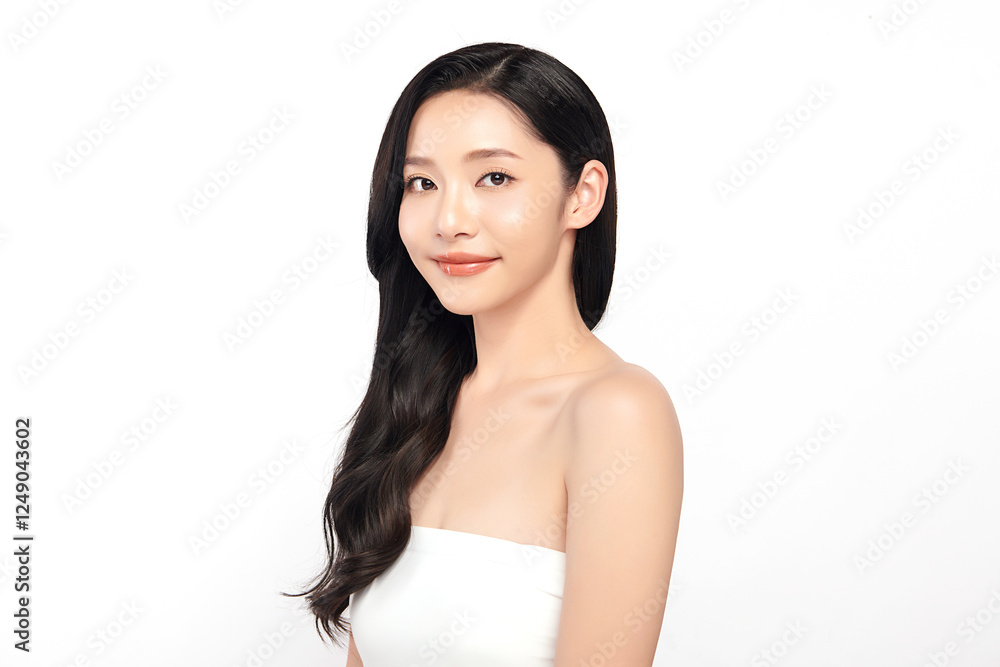 Beautiful young asian woman with clean fresh skin on white background, Face care, Facial treatment, Cosmetology, beauty and spa, Asian women portrait. Beautiful young asian woman with clean fresh skin on white background, Face care, Facial treatment, Cosmetology, beauty and spa, Asian women portrait.
