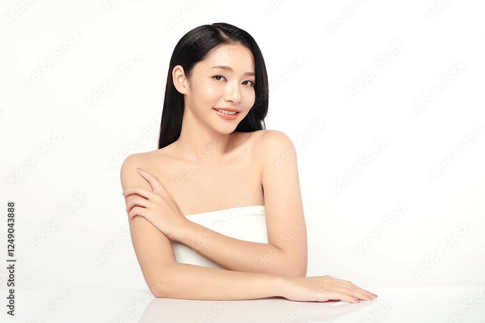Beautiful young asian woman with clean fresh skin on white background, Face care, Facial treatment, Cosmetology, beauty and spa, Asian women portrait. Beautiful young asian woman with clean fresh skin on white background, Face care, Facial treatment, Cosmetology, beauty and spa, Asian women portrait.
