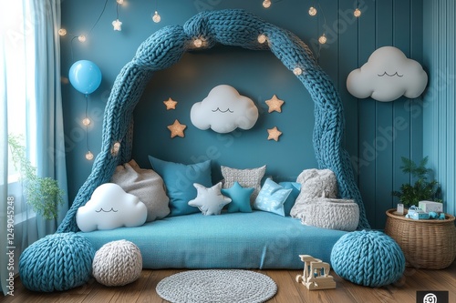 Cozy children bedroom with cloud theme a playful and imaginative interior design