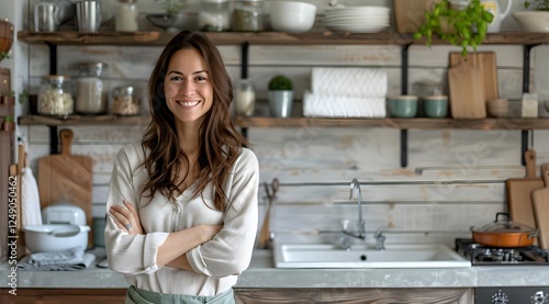 Up-to-Date Aesthetics: Cheerful Woman in a Modern Interior