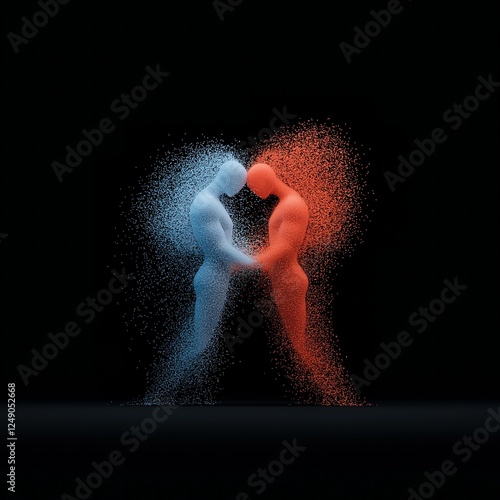 Couple Silhouette Made of Particles
