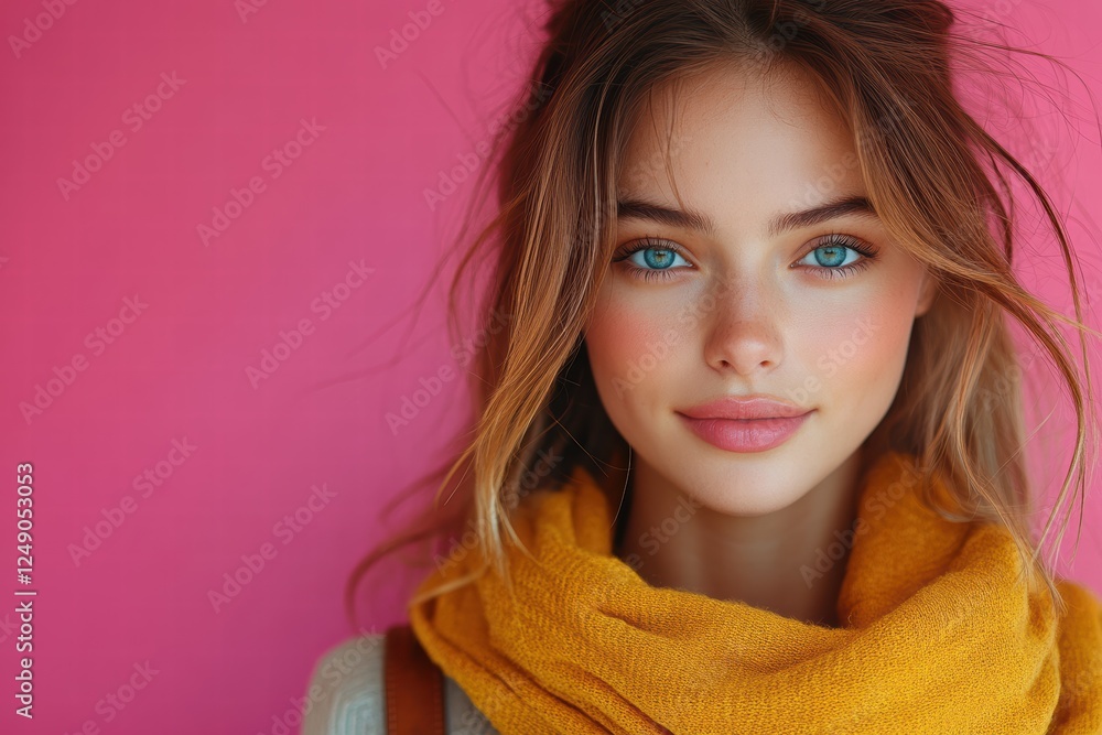 Bright and inviting banner for an online store showcasing a cheerful model Bright and inviting banner for an online store showcasing a cheerful model