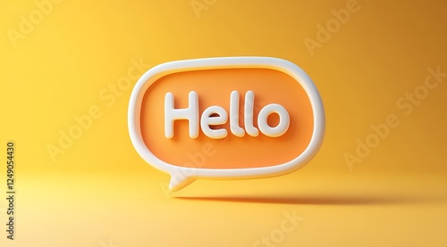 Hello speech bubble isolated on yellow background, Ai Generated