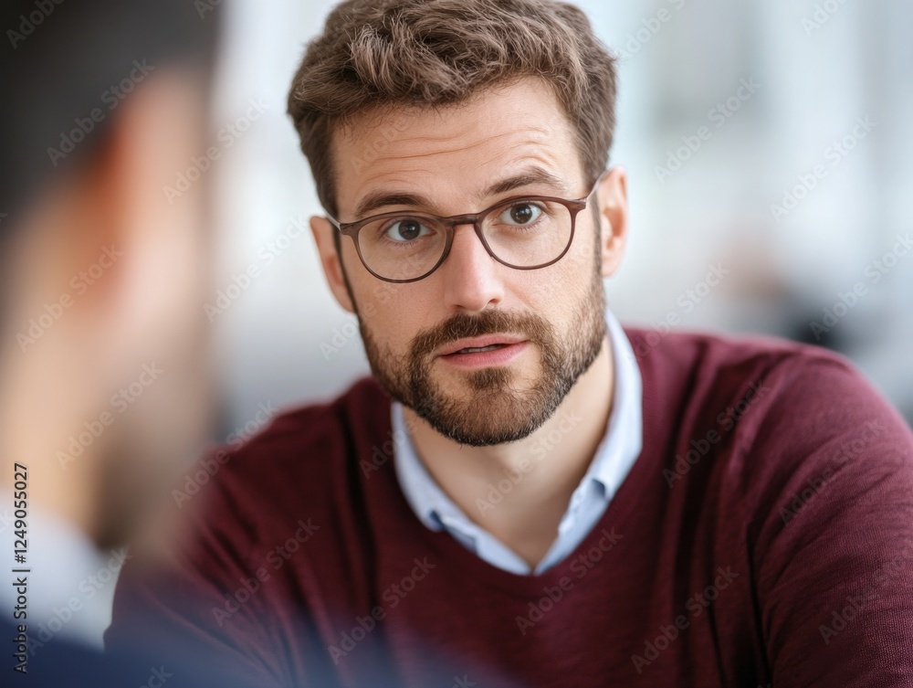 Fototapeta premium man with glasses listening attentively