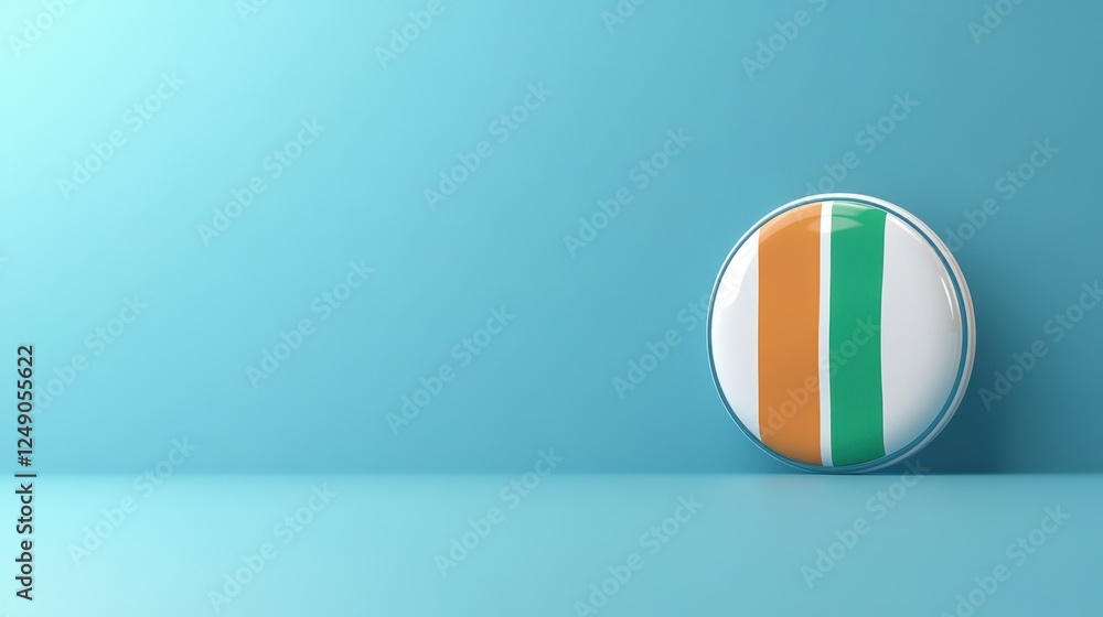 Ivory Coast Flag Button on a Light Blue Background: A Simple 3D Render Ivory Coast Flag Button on a Light Blue Background: A Simple 3D Render