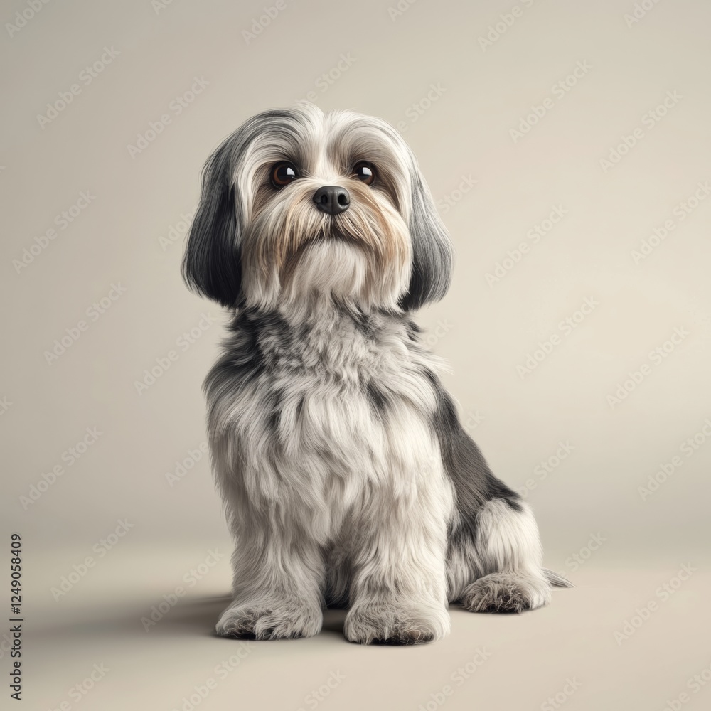 3D Rendered Lhasa Apso Dog Sitting in Relaxed Posture 3D Rendered Lhasa Apso Dog Sitting in Relaxed Posture