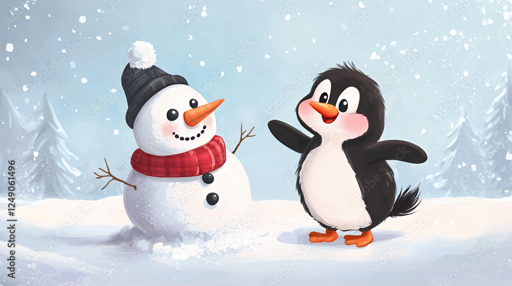 two penguins on a snow two penguins on a snow