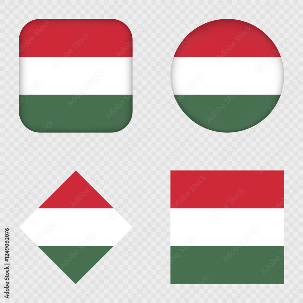 Hungary Flag Icons Pack. Vector illustration. Hungary Flag Icons Pack. Vector illustration.