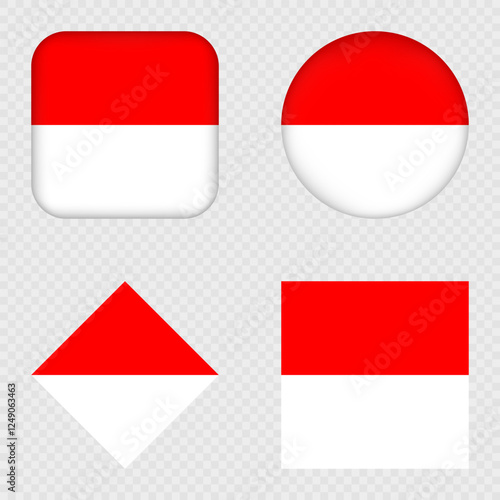 Indonesia Flag Icons Pack. Vector illustration.