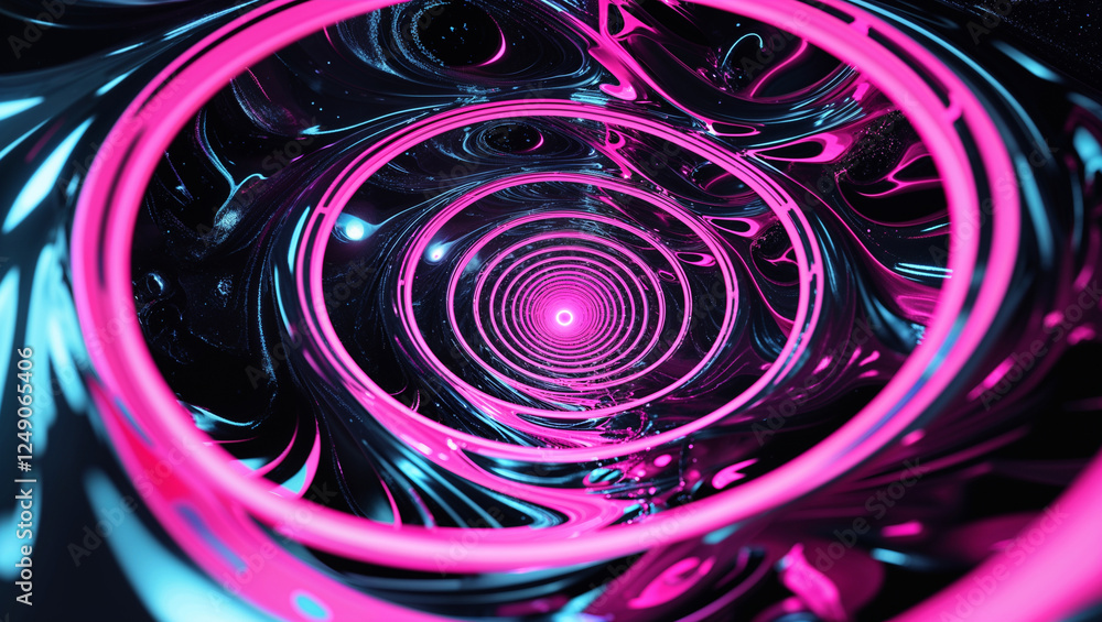 Futuristic neon circular vortex with glowing pink and purple reflections creating an abstract high-tech sci-fi tunnel illusion with a surreal digital artistic atmosphere Futuristic neon circular vortex with glowing pink and purple reflections creating an abstract high-tech sci-fi tunnel illusion with a surreal digital artistic atmosphere