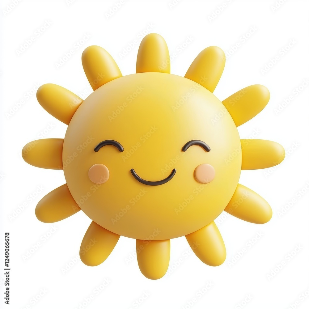 bright yellow sun with rays isolated on white