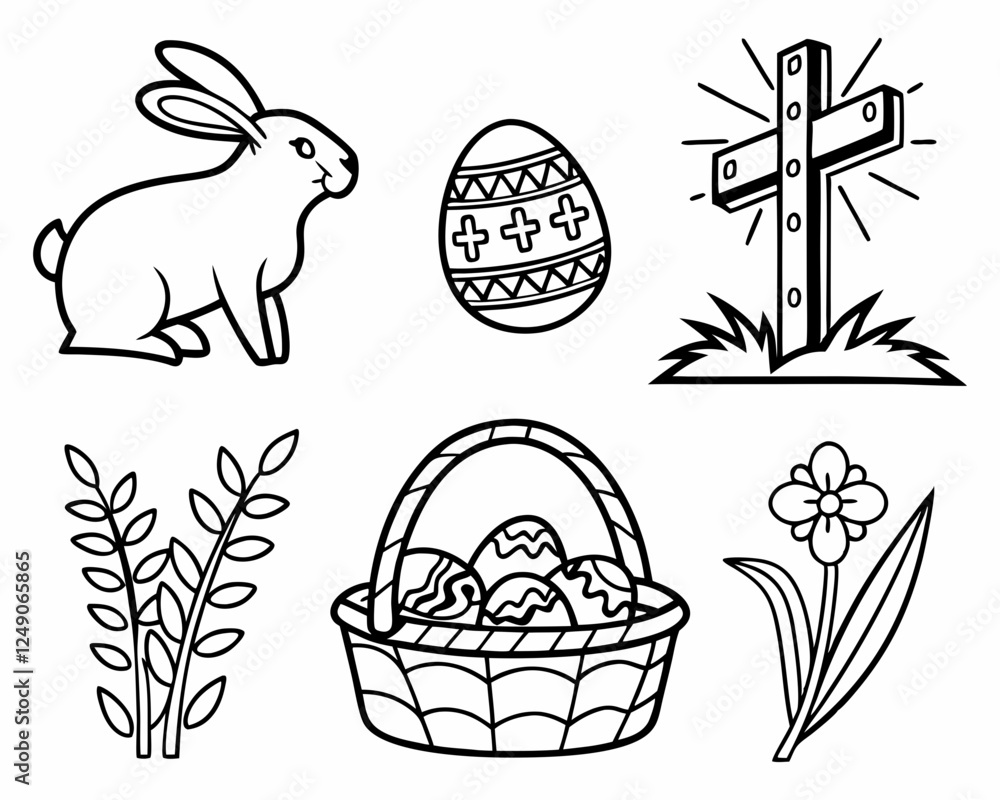 Fototapeta premium 6-Easter Day Set Vector Illustration