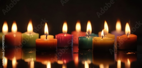 Wallpaper Mural Flickering candles in darkness with blurry reflections, shadows, mysterious Torontodigital.ca