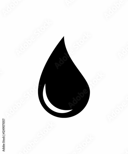 Vector illustration of a simple water drop with a shape resembling a teardrop. Black silhouette image without additional details, suitable for minimalist and iconic design purposes.