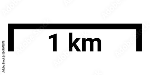 Black  scale for map. One kilometer scale bar