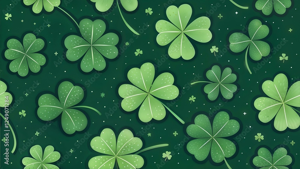 Green shamrocks on a dark green background for St. Patrick's Day concept Green shamrocks on a dark green background for St. Patrick's Day concept