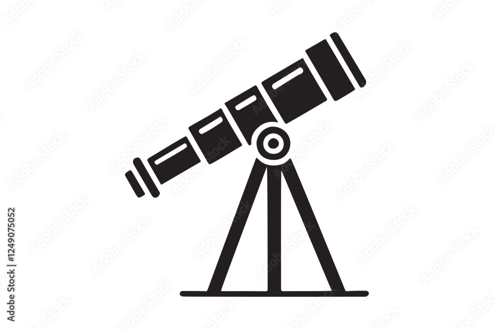 Modern Telescope Silhouette Minimalist Black Vector Art Modern Telescope Silhouette Minimalist Black Vector Art