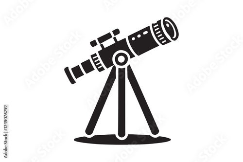 Minimalist Telescope Silhouette Black Vector Illustration