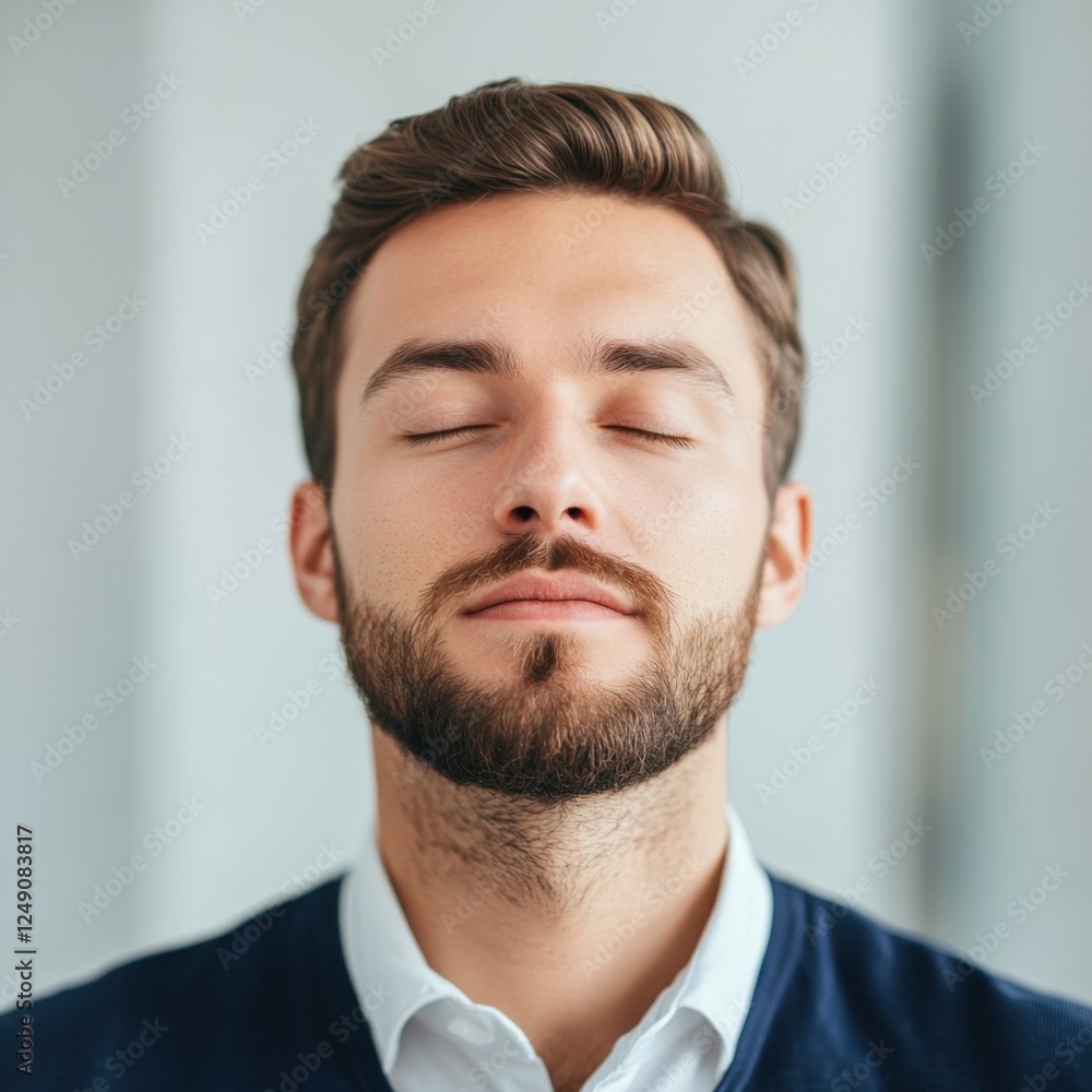 Fototapeta premium man meditating with eyes closed