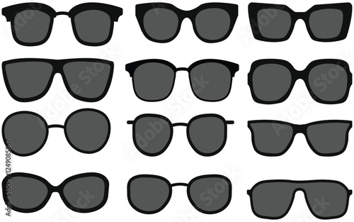 Set of black sunglasses,Fashion collection,vector, illustration.
