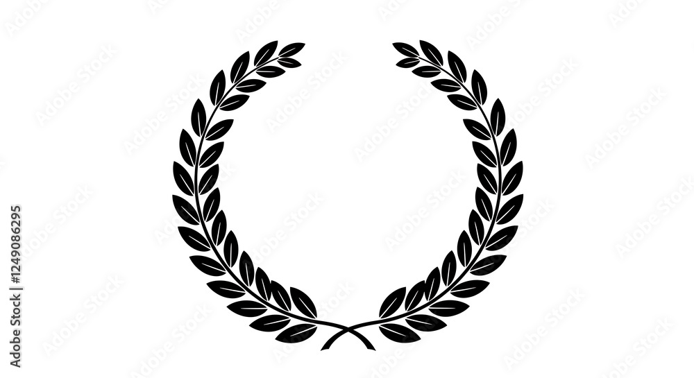 A simple black laurel wreath on a white background. A simple black laurel wreath on a white background.