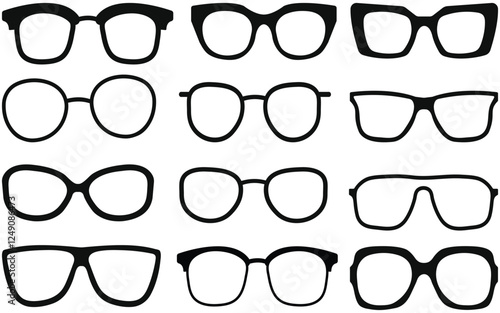 Set of black sunglasses,Fashion collection,vector, illustration.
