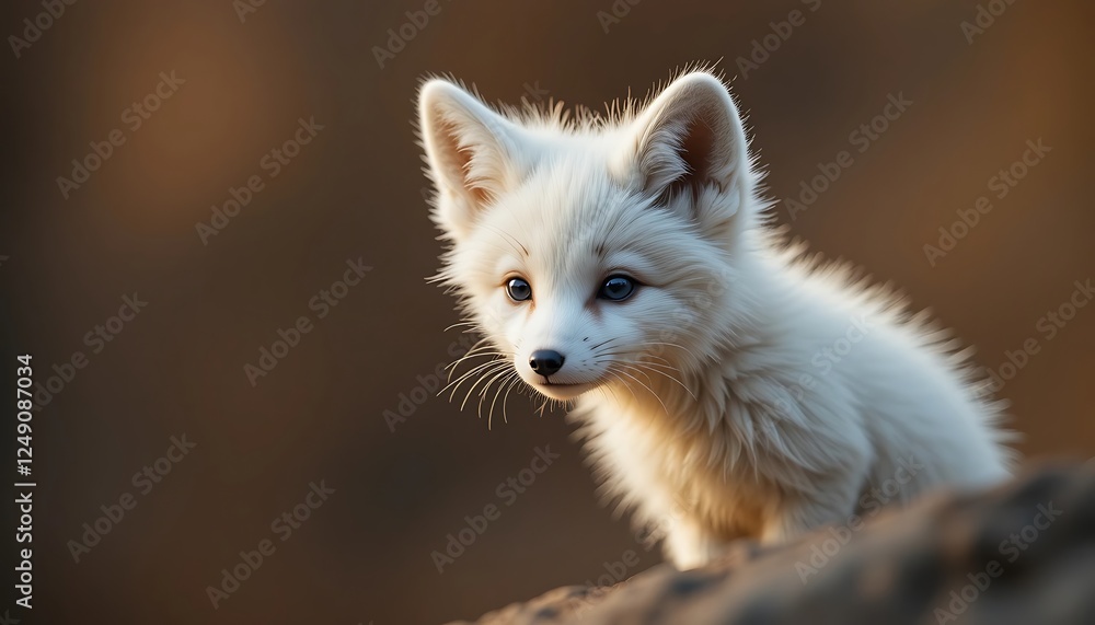 Adorable Arctic Fox Cub Portrait in Natural Habitat with Soft Light Adorable Arctic Fox Cub Portrait in Natural Habitat with Soft Light