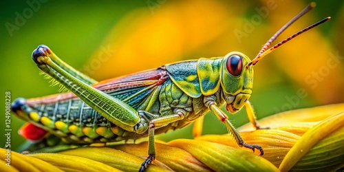 Macro Photography of Pyrgomorpha Conica Grasshopper with Bokeh Background - High-Resolution Stock Image photo