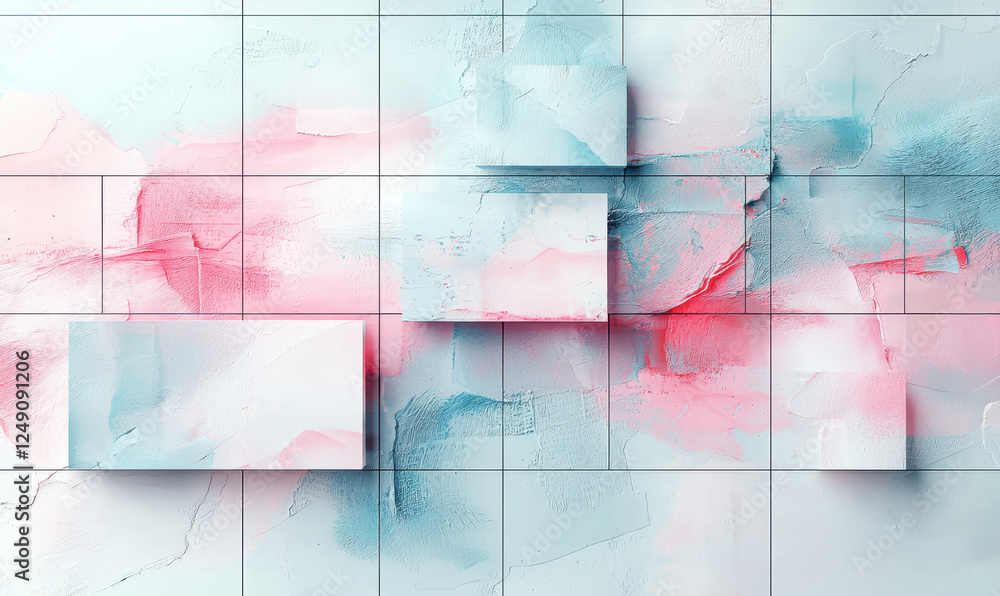 Fototapeta premium Modern abstract design with soft pastel hues and textured elements